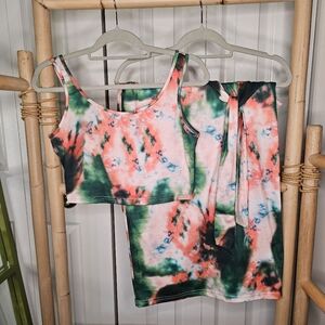 Tie Dye Two Piece Matching Skirt & Top Set